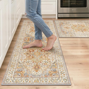 GENIMO Kitchen Rugs Non Slip Washable, Kitchen Mats for Floor, Cushioned Standing Mat, Kitchen Runner Rug Floor Mat for Kitchen Decor, Laundry, Sink, Entryway, Home, 24″x36″, Blue(Orange Brown)