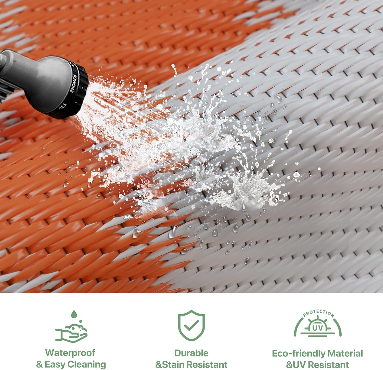image:imageGENIMO Waterproof Outdoor Rug 5 x 8 for Patio Decor Reversible Plastic Straw Area Rugs for Camping Clearance RV Mat Large Outside Carpet for Porch Deck Picni Balcony Garden Black amp BrownCorange White