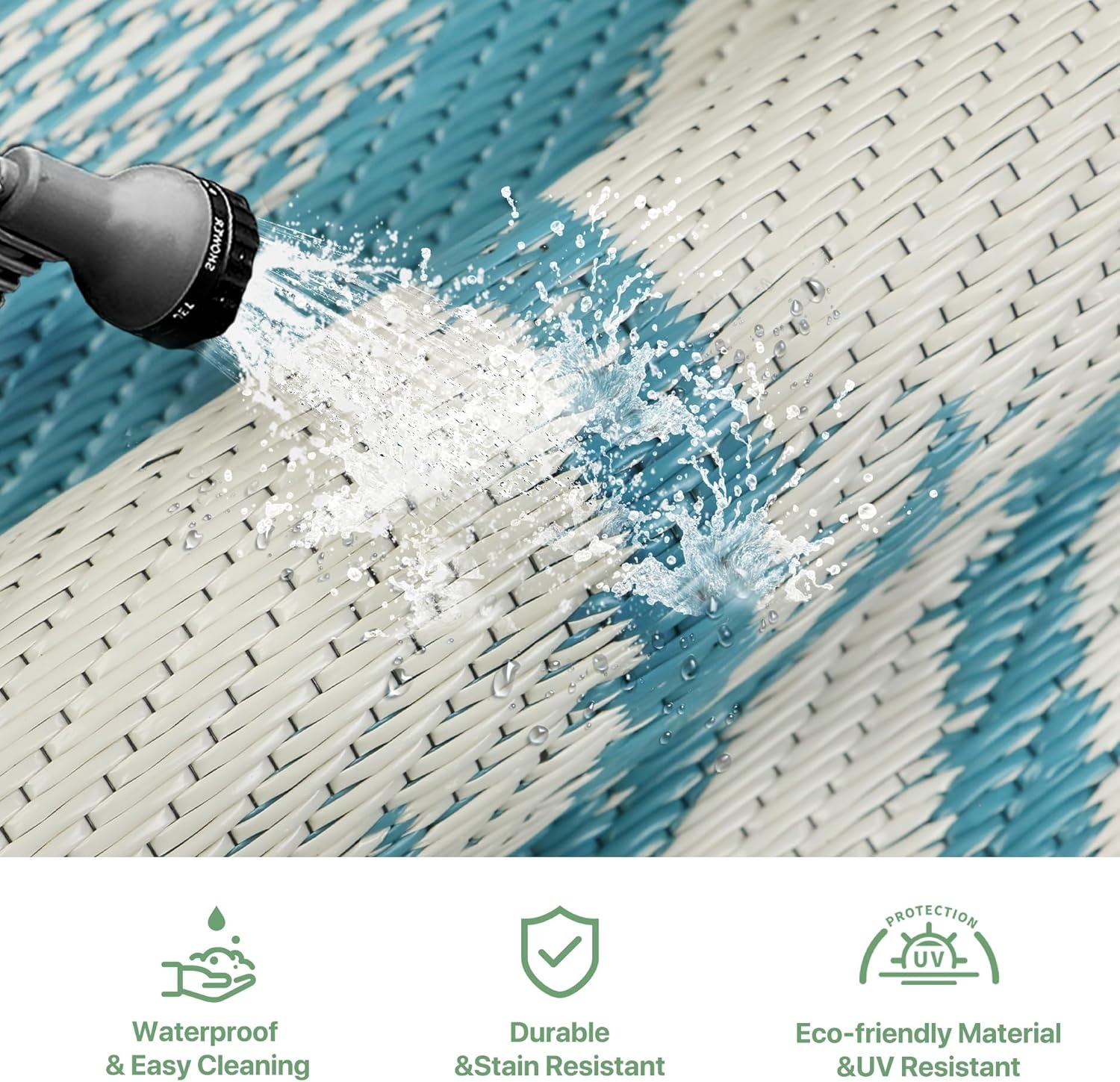 image:imageGENIMO Waterproof Outdoor Rug 5 x 8 for Patio Decor Reversible Plastic Straw Area Rugs for Camping Clearance RV Mat Large Outside Carpet for Porch Deck Picni Balcony Garden Black amp BrownBlue Beige
