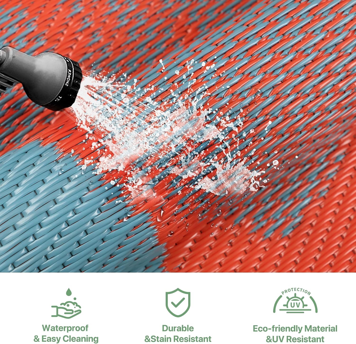 image:imageGENIMO Waterproof Outdoor Rug 5 x 8 for Patio Decor Reversible Plastic Straw Area Rugs for Camping Clearance RV Mat Large Outside Carpet for Porch Deck Picni Balcony Garden Black amp BrownRed Blue