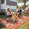 GENIMO Waterproof Outdoor Rug 5′ x 8′ for Patio Decor, Reversible Plastic Straw Area Rugs for Camping Clearance, RV Mat, Large Outside Carpet for Porch, Deck, Picni, Balcony, Garden, Black & Brown(Orange & Beige)