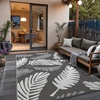 GENIMO Waterproof Outdoor Rug 5′ x 8′ for Patio Decor, Reversible Plastic Straw Area Rugs for Camping Clearance, RV Mat, Large Outside Carpet for Porch, Deck, Picni, Balcony, Garden, Black & Brown(Light Grey & Light White)