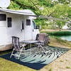 GENIMO Waterproof Outdoor Rug 5′ x 8′ for Patio Decor, Reversible Plastic Straw Area Rugs for Camping Clearance, RV Mat, Large Outside Carpet for Porch, Deck, Picni, Balcony, Garden, Black & Brown(Blue & Green)