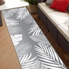 GENIMO Waterproof Outdoor Rug 5′ x 8′ for Patio Decor, Reversible Plastic Straw Area Rugs for Camping Clearance, RV Mat, Large Outside Carpet for Porch, Deck, Picni, Balcony, Garden, Black & Brown(Grey & W Hite)