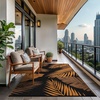 GENIMO Waterproof Outdoor Rug 5′ x 8′ for Patio Decor, Reversible Plastic Straw Area Rugs for Camping Clearance, RV Mat, Large Outside Carpet for Porch, Deck, Picni, Balcony, Garden, Black & Brown(Orange & Black)