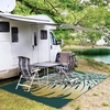 GENIMO Waterproof Outdoor Rug 5′ x 8′ for Patio Decor, Reversible Plastic Straw Area Rugs for Camping Clearance, RV Mat, Large Outside Carpet for Porch, Deck, Picni, Balcony, Garden, Black & Brown(Yellow & Green)