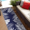 GENIMO Waterproof Outdoor Rug 5′ x 8′ for Patio Decor, Reversible Plastic Straw Area Rugs for Camping Clearance, RV Mat, Large Outside Carpet for Porch, Deck, Picni, Balcony, Garden, Black & Brown(Navyblue & White)