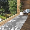 GENIMO Waterproof Outdoor Rug 5′ x 8′ for Patio Decor, Reversible Plastic Straw Area Rugs for Camping Clearance, RV Mat, Large Outside Carpet for Porch, Deck, Picni, Balcony, Garden, Black & Brown(Grey & W Hite)