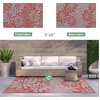 GENIMO Waterproof Outdoor Rug 5′ x 8′ for Patio Decor, Reversible Plastic Straw Area Rugs for Camping Clearance, RV Mat, Large Outside Carpet for Porch, Deck, Picni, Balcony, Garden, Black & Brown(Red & Grey)