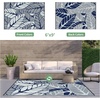 GENIMO Waterproof Outdoor Rug 5′ x 8′ for Patio Decor, Reversible Plastic Straw Area Rugs for Camping Clearance, RV Mat, Large Outside Carpet for Porch, Deck, Picni, Balcony, Garden, Black & Brown(Blue & White)