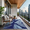 GENIMO Waterproof Outdoor Rug 5′ x 8′ for Patio Decor, Reversible Plastic Straw Area Rugs for Camping Clearance, RV Mat, Large Outside Carpet for Porch, Deck, Picni, Balcony, Garden, Black & Brown(Navy Blue & Light Blue)