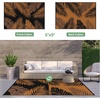GENIMO Waterproof Outdoor Rug 5′ x 8′ for Patio Decor, Reversible Plastic Straw Area Rugs for Camping Clearance, RV Mat, Large Outside Carpet for Porch, Deck, Picni, Balcony, Garden, Black & Brown(Orange & Black)