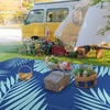 GENIMO Waterproof Outdoor Rug 5′ x 8′ for Patio Decor, Reversible Plastic Straw Area Rugs for Camping Clearance, RV Mat, Large Outside Carpet for Porch, Deck, Picni, Balcony, Garden, Black & Brown(Royal Blue & Blue Green)