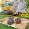 GENIMO Waterproof Outdoor Rug 5′ x 8′ for Patio Decor, Reversible Plastic Straw Area Rugs for Camping Clearance, RV Mat, Large Outside Carpet for Porch, Deck, Picni, Balcony, Garden, Black & Brown(Brown & Beige)