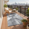 GENIMO Waterproof Outdoor Rug 5′ x 8′ for Patio Decor, Reversible Plastic Straw Area Rugs for Camping Clearance, RV Mat, Large Outside Carpet for Porch, Deck, Picni, Balcony, Garden, Black & Brown(Grey & White)