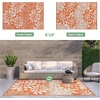 GENIMO Waterproof Outdoor Rug 5′ x 8′ for Patio Decor, Reversible Plastic Straw Area Rugs for Camping Clearance, RV Mat, Large Outside Carpet for Porch, Deck, Picni, Balcony, Garden, Black & Brown(Orange & Beige)