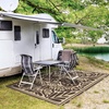 GENIMO Waterproof Outdoor Rug 5′ x 8′ for Patio Decor, Reversible Plastic Straw Area Rugs for Camping Clearance, RV Mat, Large Outside Carpet for Porch, Deck, Picni, Balcony, Garden, Black & Brown(Khaki Coffee & Beige)