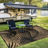 GENIMO Waterproof Outdoor Rug 5′ x 8′ for Patio Decor, Reversible Plastic Straw Area Rugs for Camping Clearance, RV Mat, Large Outside Carpet for Porch, Deck, Picni, Balcony, Garden, Black & Brown(Pitch Black & Brown)