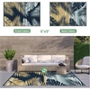 GENIMO Waterproof Outdoor Rug 5′ x 8′ for Patio Decor, Reversible Plastic Straw Area Rugs for Camping Clearance, RV Mat, Large Outside Carpet for Porch, Deck, Picni, Balcony, Garden, Black & Brown(Yellow & Blue)