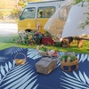 GENIMO Waterproof Outdoor Rug 5′ x 8′ for Patio Decor, Reversible Plastic Straw Area Rugs for Camping Clearance, RV Mat, Large Outside Carpet for Porch, Deck, Picni, Balcony, Garden, Black & Brown(Navy Blue & Bright Blue)