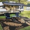 GENIMO Waterproof Outdoor Rug 5′ x 8′ for Patio Decor, Reversible Plastic Straw Area Rugs for Camping Clearance, RV Mat, Large Outside Carpet for Porch, Deck, Picni, Balcony, Garden, Black & Brown(Matte Black & Warm Brown)