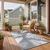 GENIMO Waterproof Outdoor Rug 5′ x 8′ for Patio Decor, Reversible Plastic Straw Area Rugs for Camping Clearance, RV Mat, Large Outside Carpet for Porch, Deck, Picni, Balcony, Garden, Black & Brown(Grey & White)