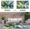 GENIMO Waterproof Outdoor Rug 5′ x 8′ for Patio Decor, Reversible Plastic Straw Area Rugs for Camping Clearance, RV Mat, Large Outside Carpet for Porch, Deck, Picni, Balcony, Garden, Black & Brown(Yellow & Green | Waterproof)