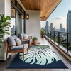 GENIMO Waterproof Outdoor Rug 5′ x 8′ for Patio Decor, Reversible Plastic Straw Area Rugs for Camping Clearance, RV Mat, Large Outside Carpet for Porch, Deck, Picni, Balcony, Garden, Black & Brown(Blue & Green)
