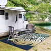 GENIMO Waterproof Outdoor Rug 5′ x 8′ for Patio Decor, Reversible Plastic Straw Area Rugs for Camping Clearance, RV Mat, Large Outside Carpet for Porch, Deck, Picni, Balcony, Garden, Black & Brown(Yellow & Blue Blend)