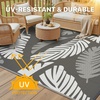 GENIMO Waterproof Outdoor Rug 5′ x 8′ for Patio Decor, Reversible Plastic Straw Area Rugs for Camping Clearance, RV Mat, Large Outside Carpet for Porch, Deck, Picni, Balcony, Garden, Black & Brown(Light Grey & Light White)