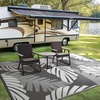 GENIMO Waterproof Outdoor Rug 5′ x 8′ for Patio Decor, Reversible Plastic Straw Area Rugs for Camping Clearance, RV Mat, Large Outside Carpet for Porch, Deck, Picni, Balcony, Garden, Black & Brown(Grey & Light White)