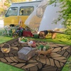 GENIMO Waterproof Outdoor Rug 5′ x 8′ for Patio Decor, Reversible Plastic Straw Area Rugs for Camping Clearance, RV Mat, Large Outside Carpet for Porch, Deck, Picni, Balcony, Garden, Black & Brown(Light Black & Brown)