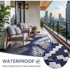 GENIMO Waterproof Outdoor Rug 5′ x 8′ for Patio Decor, Reversible Plastic Straw Area Rugs for Camping Clearance, RV Mat, Large Outside Carpet for Porch, Deck, Picni, Balcony, Garden, Black & Brown(Navy Blue & White)