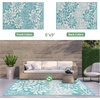 GENIMO Waterproof Outdoor Rug 5′ x 8′ for Patio Decor, Reversible Plastic Straw Area Rugs for Camping Clearance, RV Mat, Large Outside Carpet for Porch, Deck, Picni, Balcony, Garden, Black & Brown(Blue & Beige)