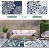 GENIMO Waterproof Outdoor Rug 5′ x 8′ for Patio Decor, Reversible Plastic Straw Area Rugs for Camping Clearance, RV Mat, Large Outside Carpet for Porch, Deck, Picni, Balcony, Garden, Black & Brown(Mist Blue & White)