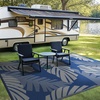 GENIMO Waterproof Outdoor Rug 5′ x 8′ for Patio Decor, Reversible Plastic Straw Area Rugs for Camping Clearance, RV Mat, Large Outside Carpet for Porch, Deck, Picni, Balcony, Garden, Black & Brown(Navy Blue & Light Grey)