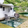GENIMO Waterproof Outdoor Rug 5′ x 8′ for Patio Decor, Reversible Plastic Straw Area Rugs for Camping Clearance, RV Mat, Large Outside Carpet for Porch, Deck, Picni, Balcony, Garden, Black & Brown(Yellow & Green | Waterproof)
