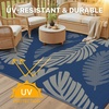 GENIMO Waterproof Outdoor Rug 5′ x 8′ for Patio Decor, Reversible Plastic Straw Area Rugs for Camping Clearance, RV Mat, Large Outside Carpet for Porch, Deck, Picni, Balcony, Garden, Black & Brown(Navy Blue & Bright Grey)