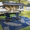 GENIMO Waterproof Outdoor Rug 5′ x 8′ for Patio Decor, Reversible Plastic Straw Area Rugs for Camping Clearance, RV Mat, Large Outside Carpet for Porch, Deck, Picni, Balcony, Garden, Black & Brown(Navy Blue & Bright Grey)