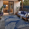 GENIMO Waterproof Outdoor Rug 5′ x 8′ for Patio Decor, Reversible Plastic Straw Area Rugs for Camping Clearance, RV Mat, Large Outside Carpet for Porch, Deck, Picni, Balcony, Garden, Black & Brown(Navy Blue & Light Grey)