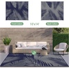 GENIMO Waterproof Outdoor Rug 5′ x 8′ for Patio Decor, Reversible Plastic Straw Area Rugs for Camping Clearance, RV Mat, Large Outside Carpet for Porch, Deck, Picni, Balcony, Garden, Black & Brown(Navy Blue & Grey)
