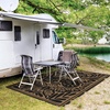 GENIMO Waterproof Outdoor Rug 5′ x 8′ for Patio Decor, Reversible Plastic Straw Area Rugs for Camping Clearance, RV Mat, Large Outside Carpet for Porch, Deck, Picni, Balcony, Garden, Black & Brown(Jet Black & Brown)