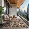GENIMO Waterproof Outdoor Rug 5′ x 8′ for Patio Decor, Reversible Plastic Straw Area Rugs for Camping Clearance, RV Mat, Large Outside Carpet for Porch, Deck, Picni, Balcony, Garden, Black & Brown(Khaki Coffee & Beige)
