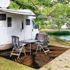 GENIMO Waterproof Outdoor Rug 5′ x 8′ for Patio Decor, Reversible Plastic Straw Area Rugs for Camping Clearance, RV Mat, Large Outside Carpet for Porch, Deck, Picni, Balcony, Garden, Black & Brown(Orange & Black)