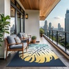 GENIMO Waterproof Outdoor Rug 5′ x 8′ for Patio Decor, Reversible Plastic Straw Area Rugs for Camping Clearance, RV Mat, Large Outside Carpet for Porch, Deck, Picni, Balcony, Garden, Black & Brown(Yellow & Blue Blend)