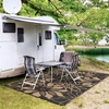 GENIMO Waterproof Outdoor Rug 5′ x 8′ for Patio Decor, Reversible Plastic Straw Area Rugs for Camping Clearance, RV Mat, Large Outside Carpet for Porch, Deck, Picni, Balcony, Garden, Black & Brown(Natural Black & Brown)