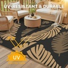 GENIMO Waterproof Outdoor Rug 5′ x 8′ for Patio Decor, Reversible Plastic Straw Area Rugs for Camping Clearance, RV Mat, Large Outside Carpet for Porch, Deck, Picni, Balcony, Garden, Black & Brown(Matte Black & Warm Brown)