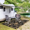 GENIMO Waterproof Outdoor Rug 5′ x 8′ for Patio Decor, Reversible Plastic Straw Area Rugs for Camping Clearance, RV Mat, Large Outside Carpet for Porch, Deck, Picni, Balcony, Garden, Black & Brown(Charcoal Black & Brown)