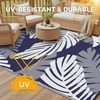 GENIMO Waterproof Outdoor Rug 5′ x 8′ for Patio Decor, Reversible Plastic Straw Area Rugs for Camping Clearance, RV Mat, Large Outside Carpet for Porch, Deck, Picni, Balcony, Garden, Black & Brown(Navy Blue & Off White)