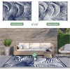 GENIMO Waterproof Outdoor Rug 5′ x 8′ for Patio Decor, Reversible Plastic Straw Area Rugs for Camping Clearance, RV Mat, Large Outside Carpet for Porch, Deck, Picni, Balcony, Garden, Black & Brown(Powder Blue & White)